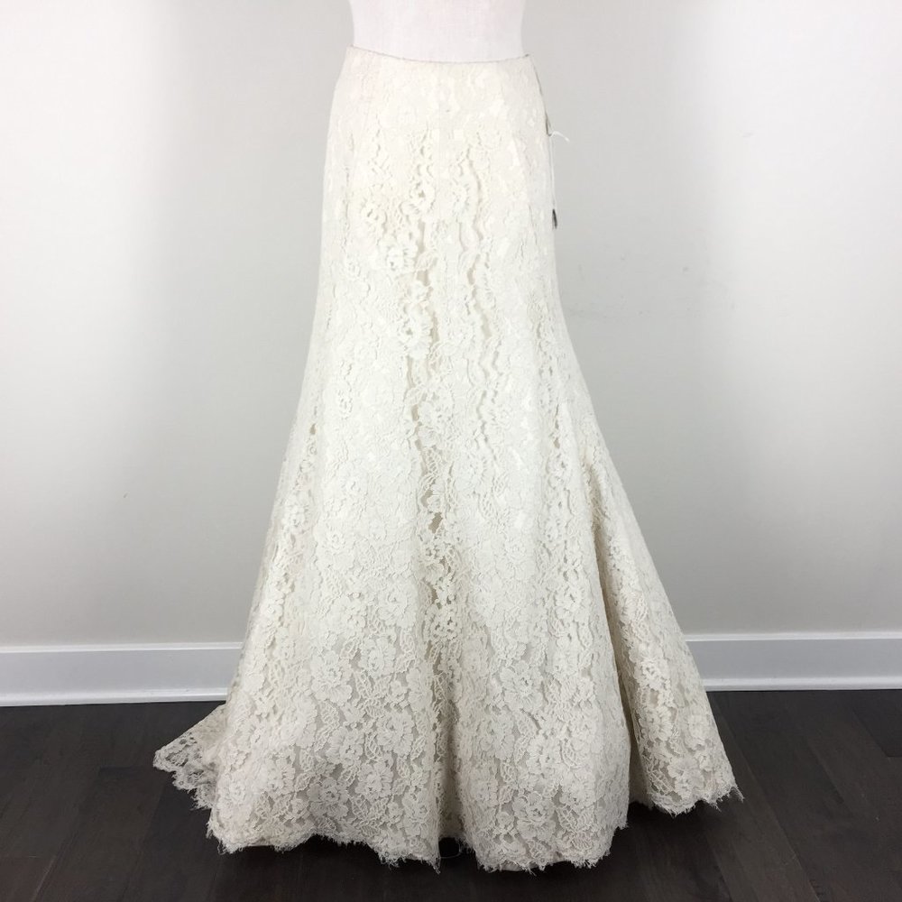 Vintage Ivory Cream Lace Wedding Skirt train S - Picture 1 of 5